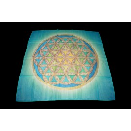Élet Virága - Zöld 70x70 cm-es muszlin kendő Élet Virága - Zöld 70x70 cm-es muszlin kendő